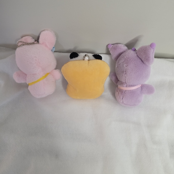 Kawaii Plush Keychain Bundle - My Melody, Kuromi & Panda Toast 3pc - Picture 2 of 2